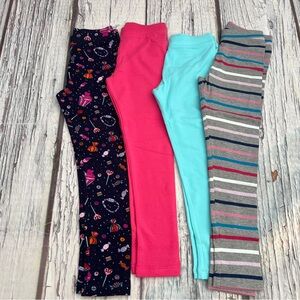 Spotted Zebra 4pcs Girls and toddlers colorful leggings size XS (4-5)